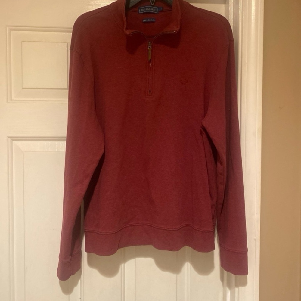Biltmore Collection Quarter Zip Men’s Size Large Burgundy Long Sleeve